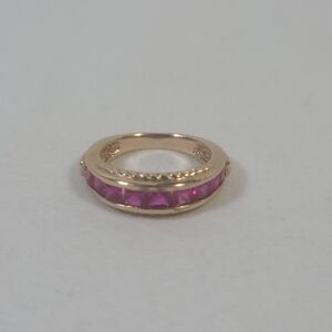 Women's Gold Tone Synthetic Pink Ruby Ring Size 5